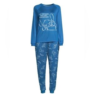 Disney Stitch Women's Plus Long Sleeve Top and Pants, 3-Piece Set Size 3X